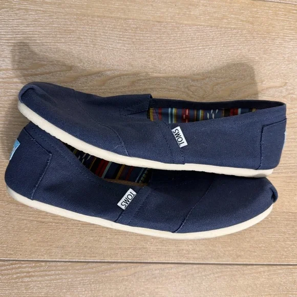 Navy Toms Slides Flats Size 10 - Picture 3 of 8